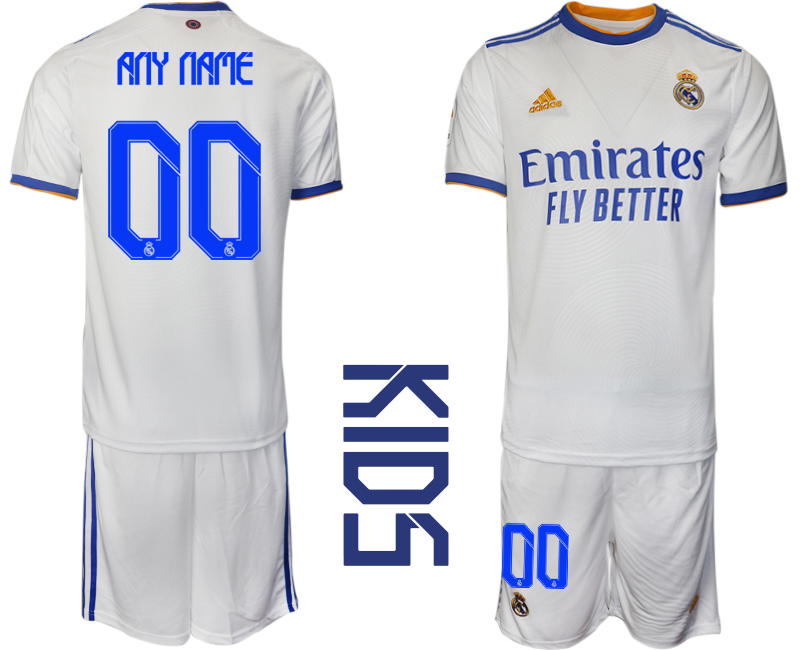 Youth 2021-2022 Club Real Madrid home white customized Soccer Jerseys->->Custom Jersey